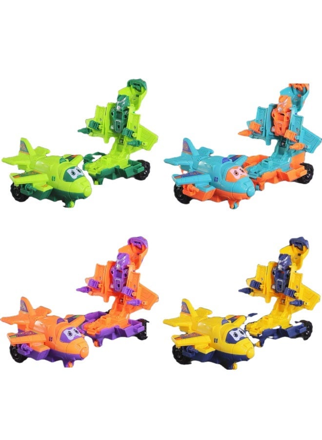 اي اي اي لعبة طائرة، 4 قطع، طائرة متحولة بالقصور الذاتي، سيارة لعبة للأطفال للتصادم والتحول إلى روبوت، طائرة متينة ودوارة للأولاد - Image 2